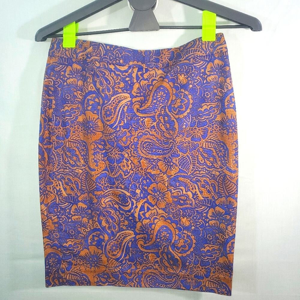 Ann Taylor Loft Floral Blue straight Womens Skirt Size 0